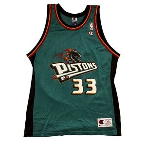 Champion Teal Vintage Throwback Detroit Pistons Grant Hill Jersey #33